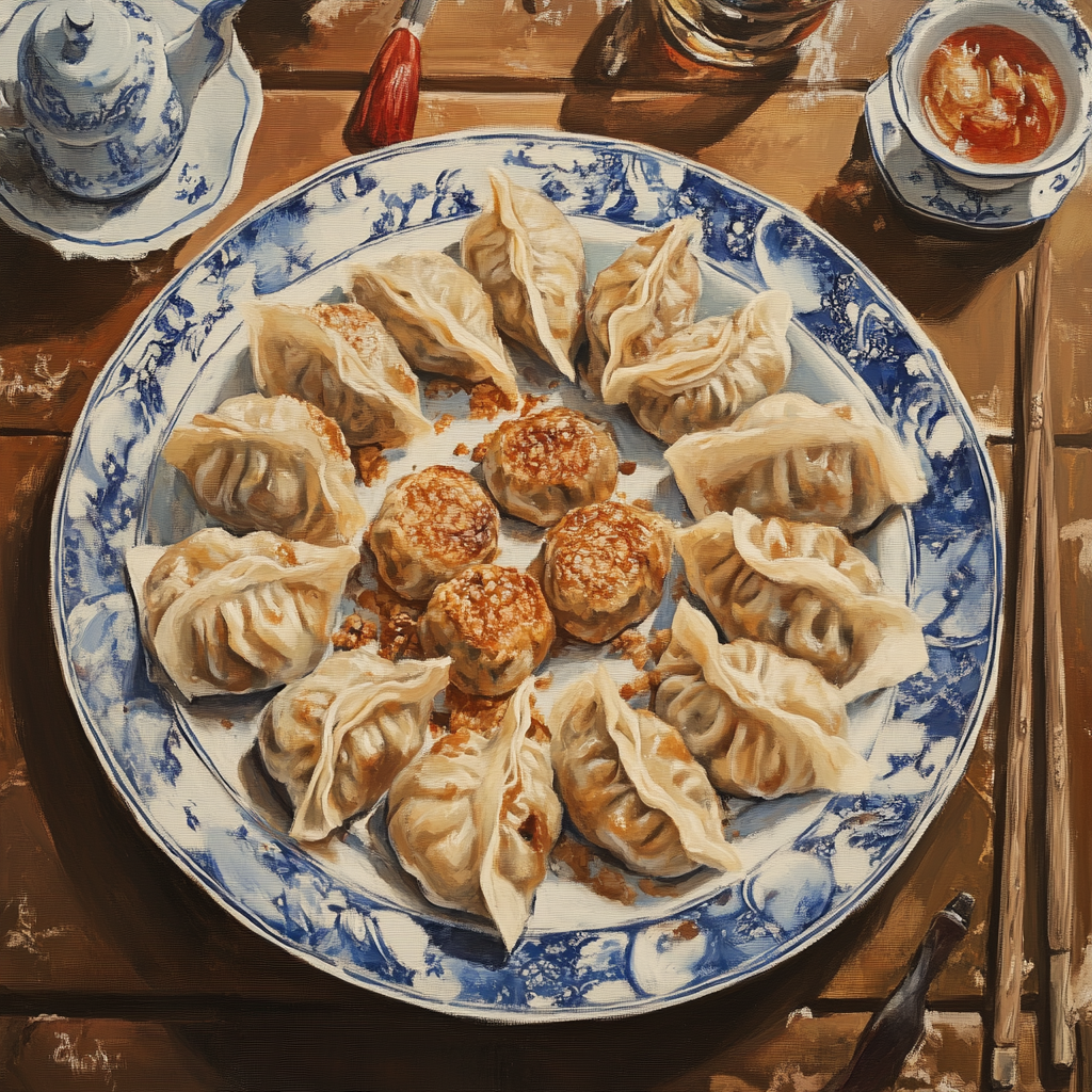 A plate of dumplings