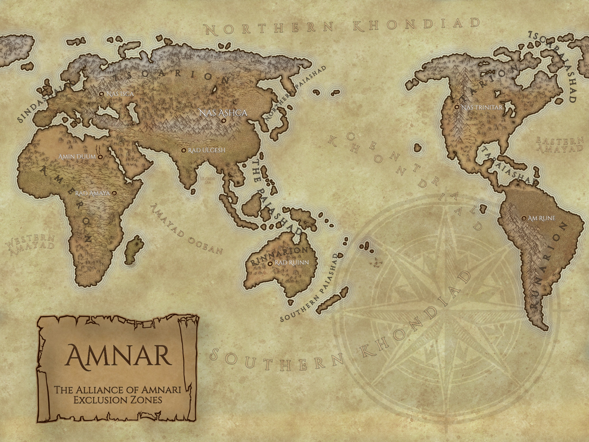 Amnar: Map of the Alliance of Exclusion Zones in AMNAR| World Anvil