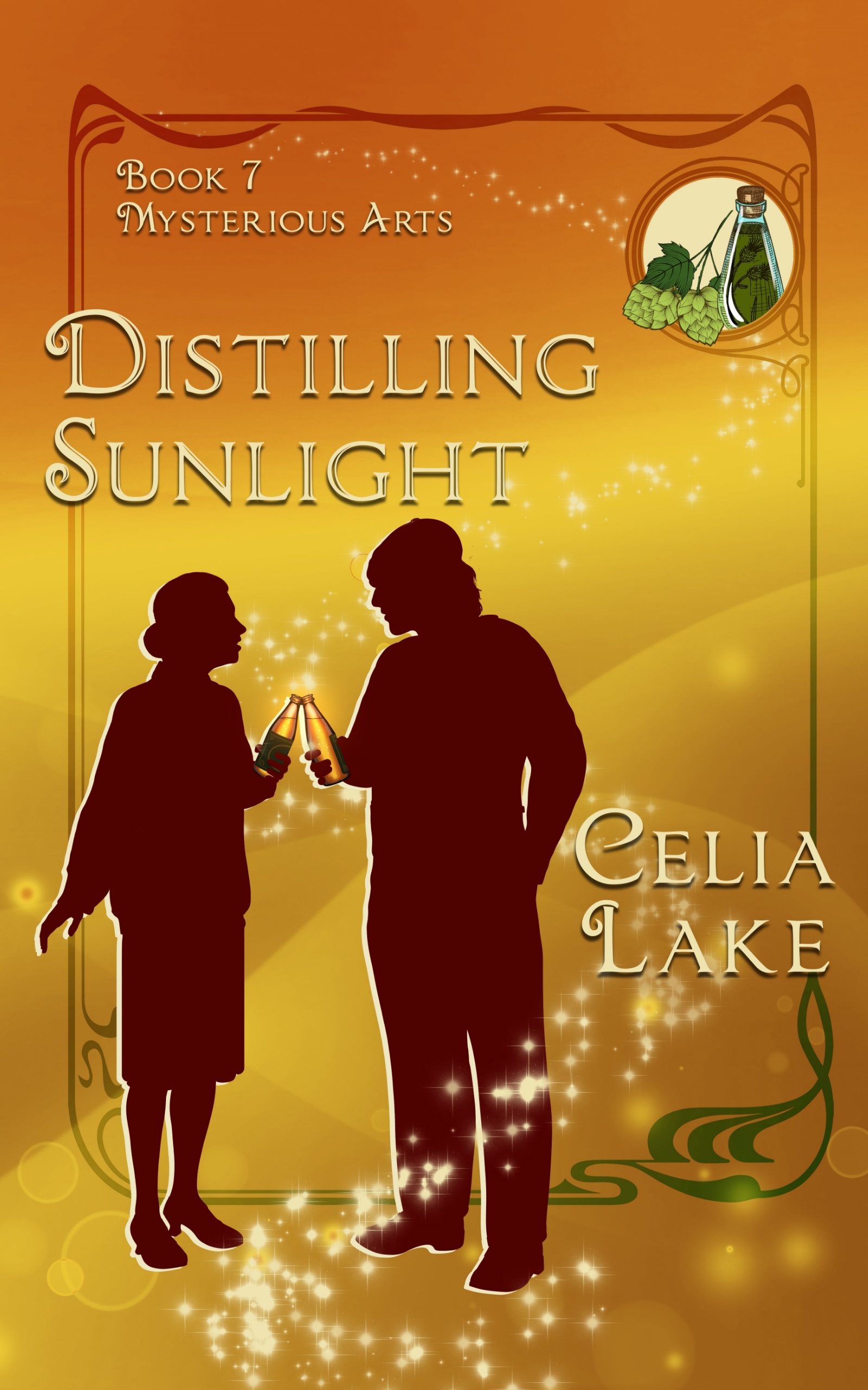 1928 MA7 Distilling Sunlight.jpg Distilling Sunlight : A man and woman in 1920s clothing silhouetted, sharing bottles of beer. Hops and extracts are in the top right corner, on a golden background