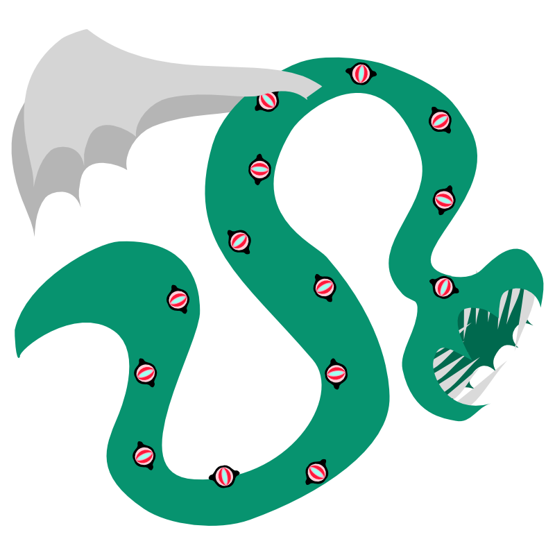 Illustration d'un serpent ailé recouvert d'yeux avec des dents acérées