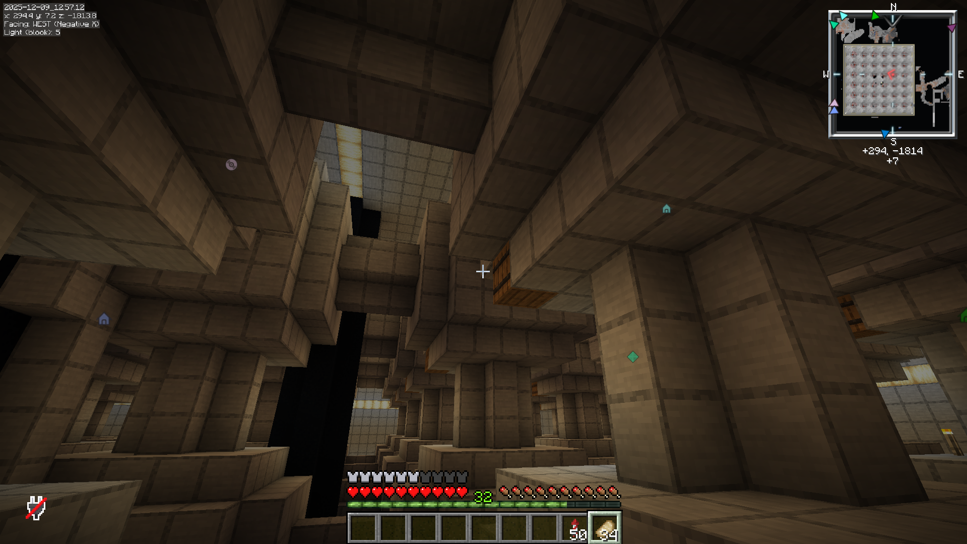 Minecraft, inside a giant cube made of smooth stone
