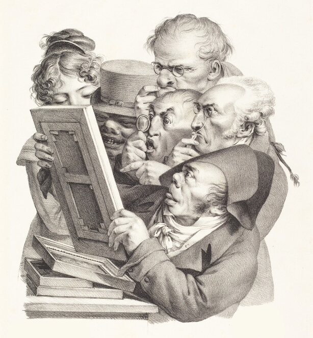 Merchant Guild of Dondarian Merchant Guild of Dondarian study a picture.