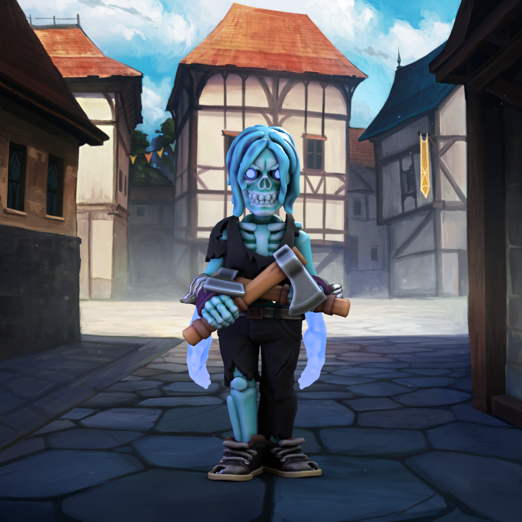 Frailarm Skeleton A blue goblin skeleton in tattered clothes with two extra ghostly arms.