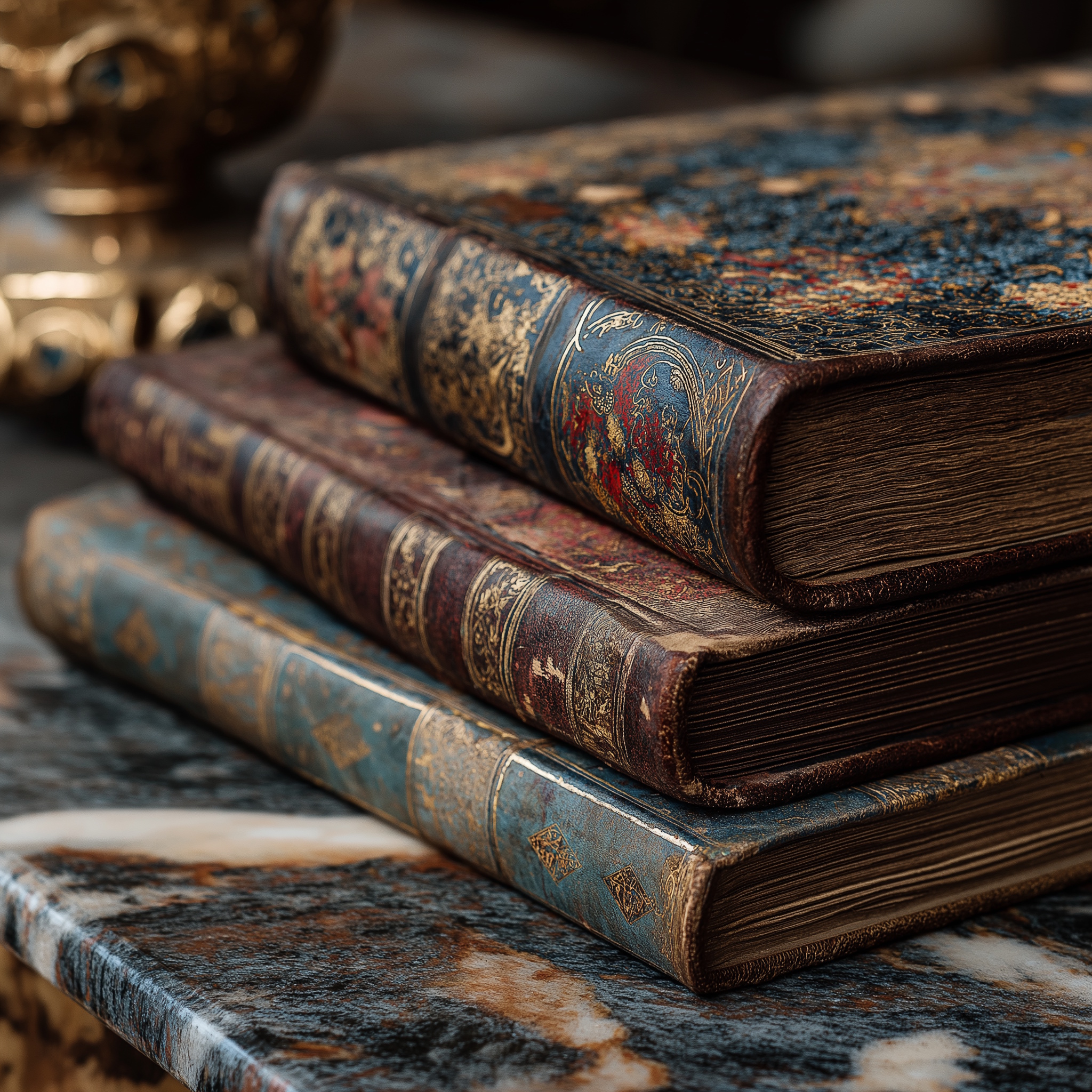 cowwarrior_Close-up_of_a_beautiful_medieval_encyclopedia_compos_6a46fc5a-a317-4845-ae47-b88bbea15308.jpg Books on a table