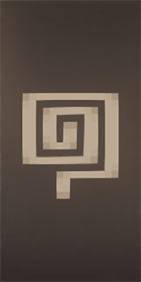 A Minecraft banner featuring a light gray spiral labyrinth on a grey gradient