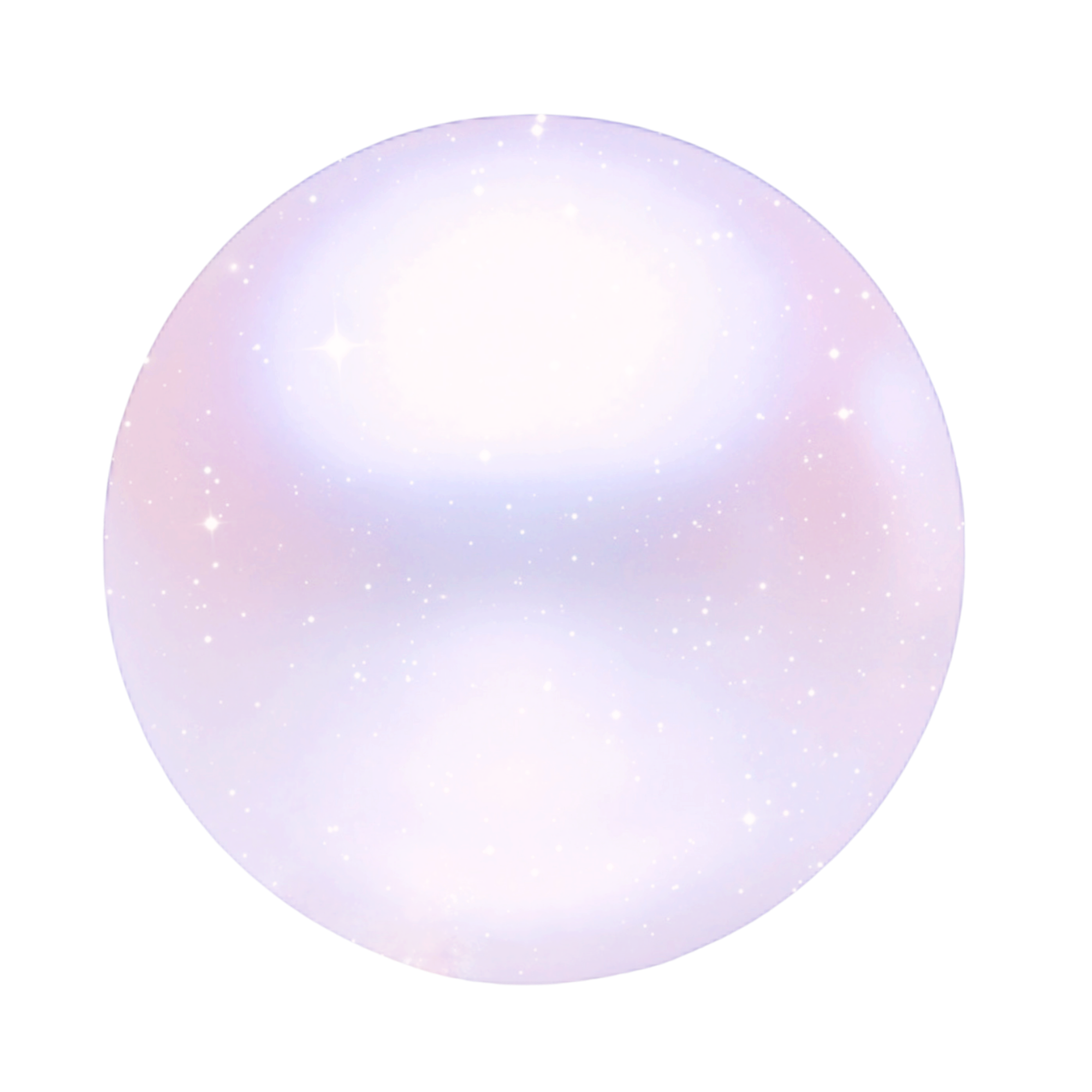 A translucent ball in pinkish purple shades, with glittery sparkles within it