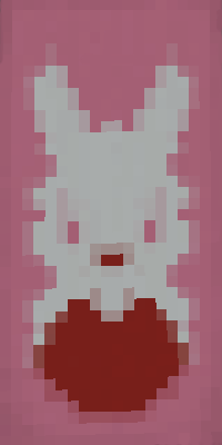 A Minecraft banner featuring a white bunny holding a red heart on a pink background