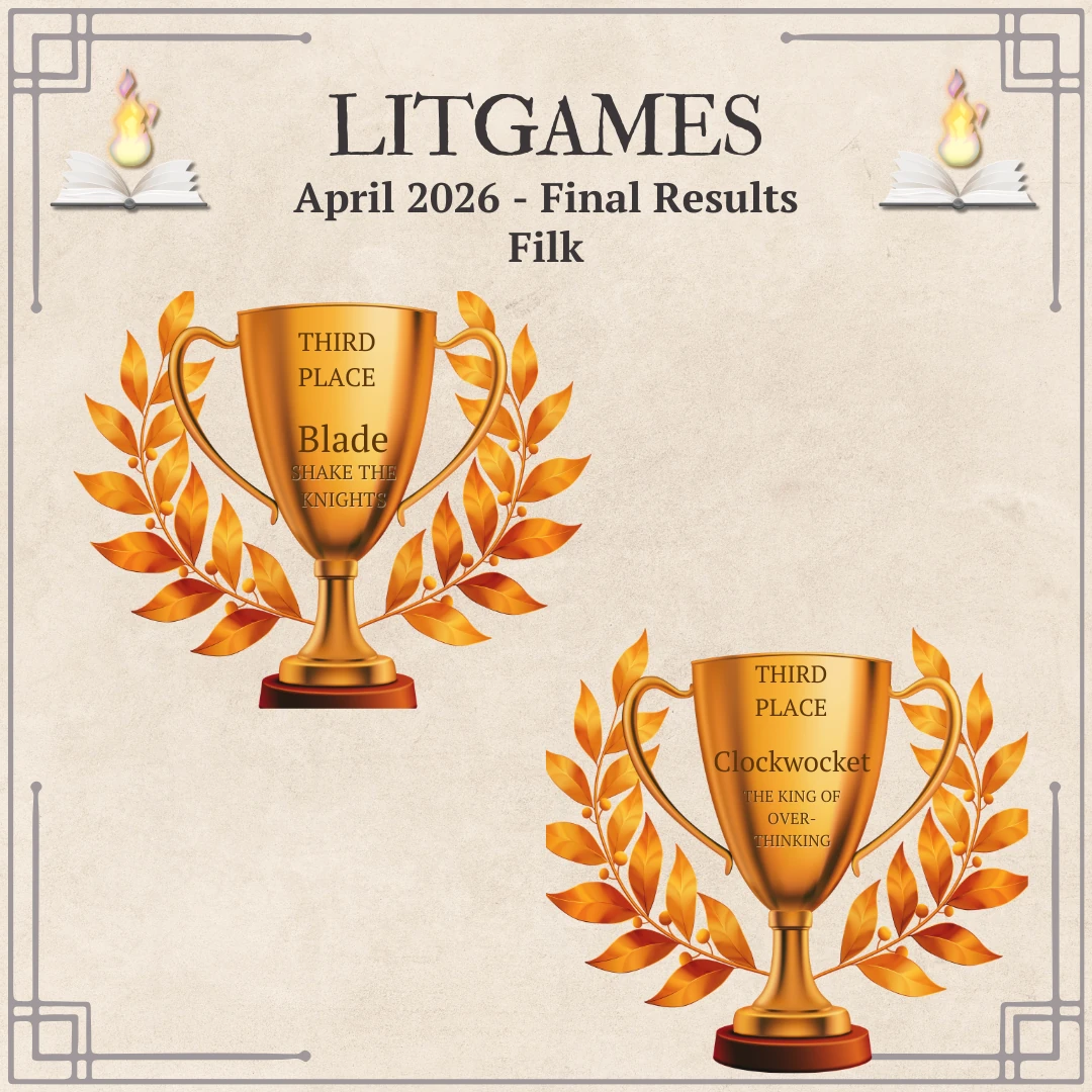 One Bronze Trophy with ' THIRD PLACE Blade SHAKE THE KNIGHTS' and one with 'THIRD PLACE Clockwocket THE KING OF OVERTHINKING'