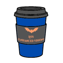 Gray, blue, and coral coffee cup with 