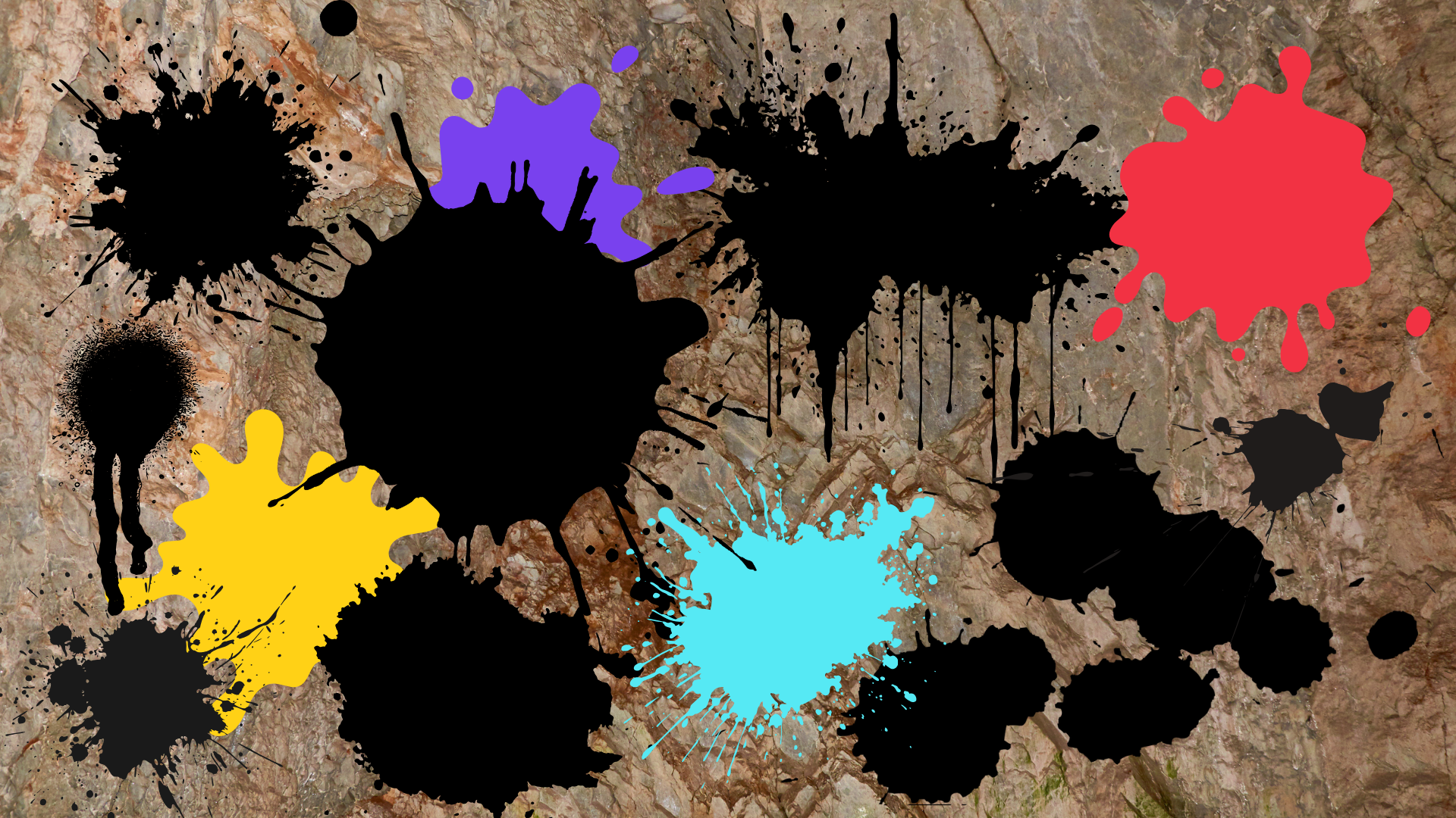 Coffee Creamer Afternoon Round Three Group D A cave wall covered with ink splatters.