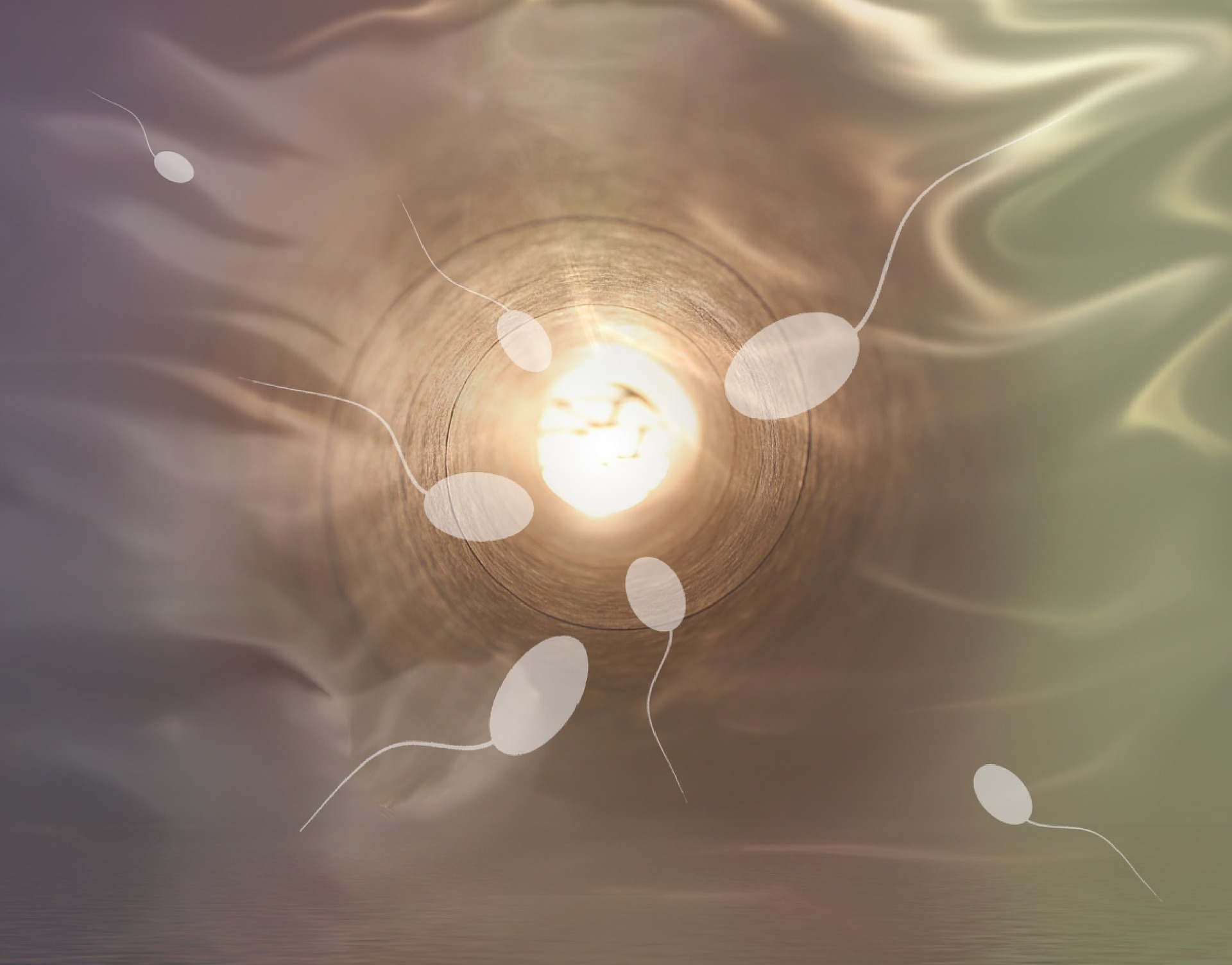 An illustration of sperm fertilizing an egg cell