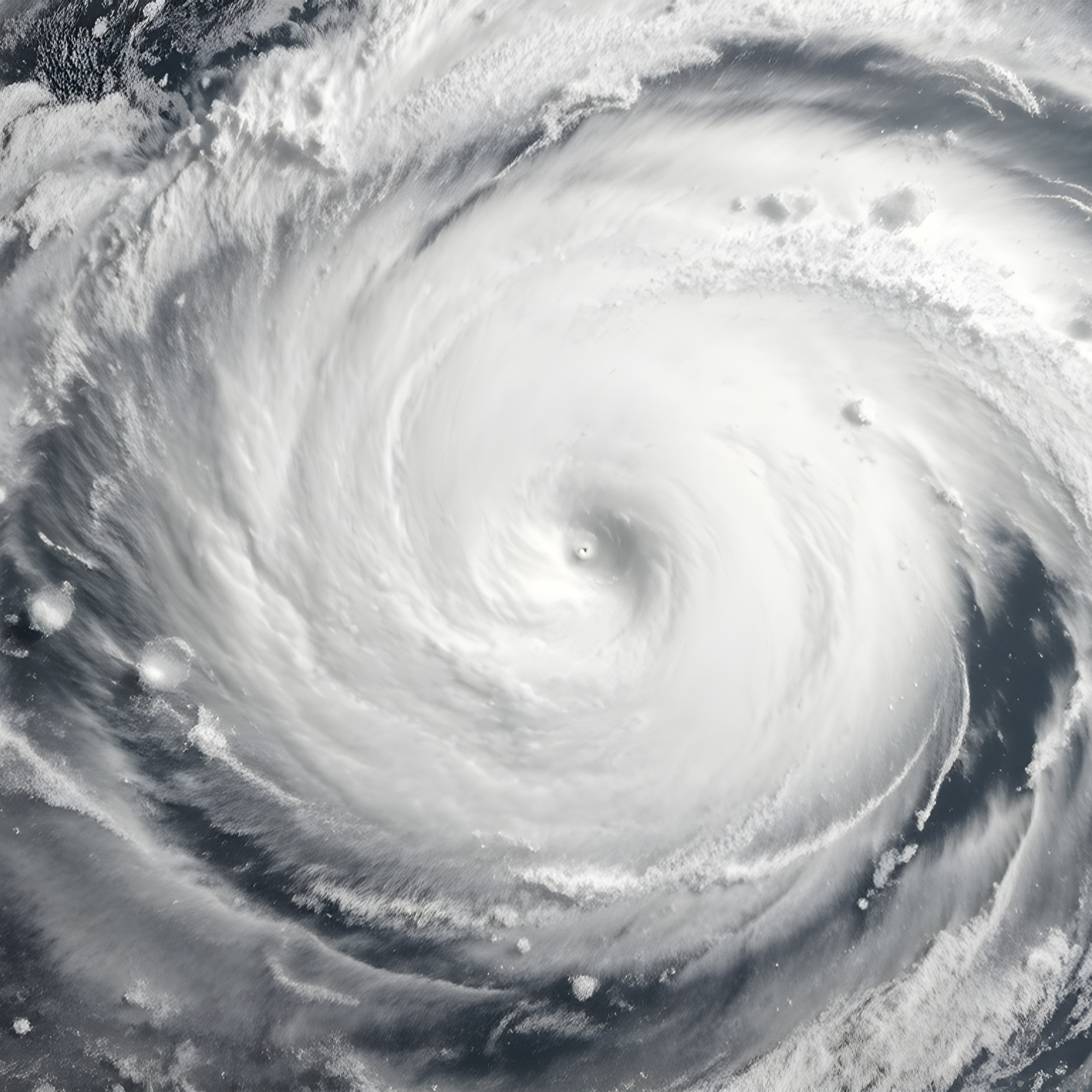 A massive hurricane showing the eye of the storm in the center