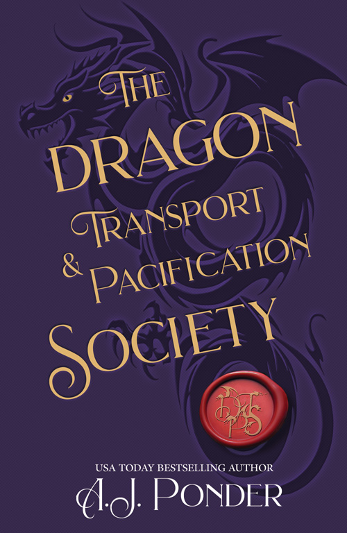 A dragon embossed on purple background with the words 